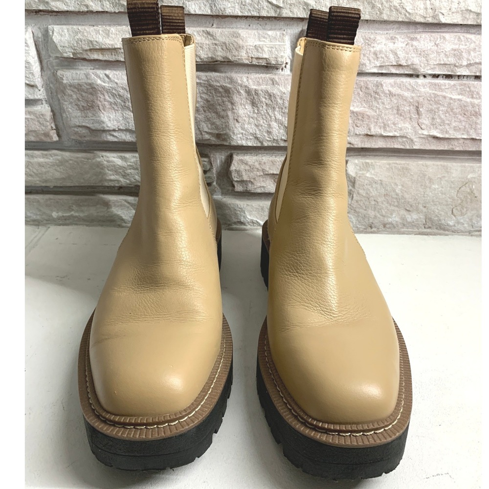 Sam Edelman Beige Leather Chelsea Lug Sole Ankle Boots - Picture 3 of 13